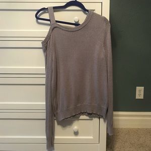 Grey off-the-shoulder sweater